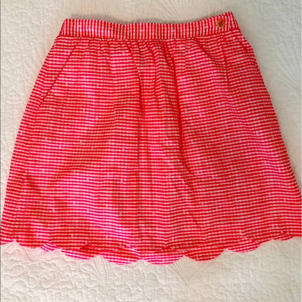 Lilly Pulitzer Hot Pink Gingham Scalloped Skirt